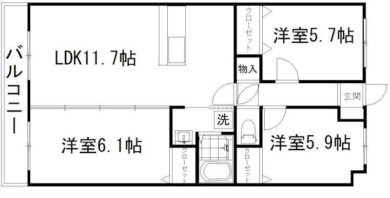 フェリッシモ(3LDK/3階)の間取り写真