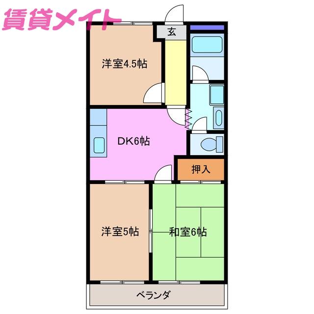 イーストバレー(3DK/2階)の間取り写真