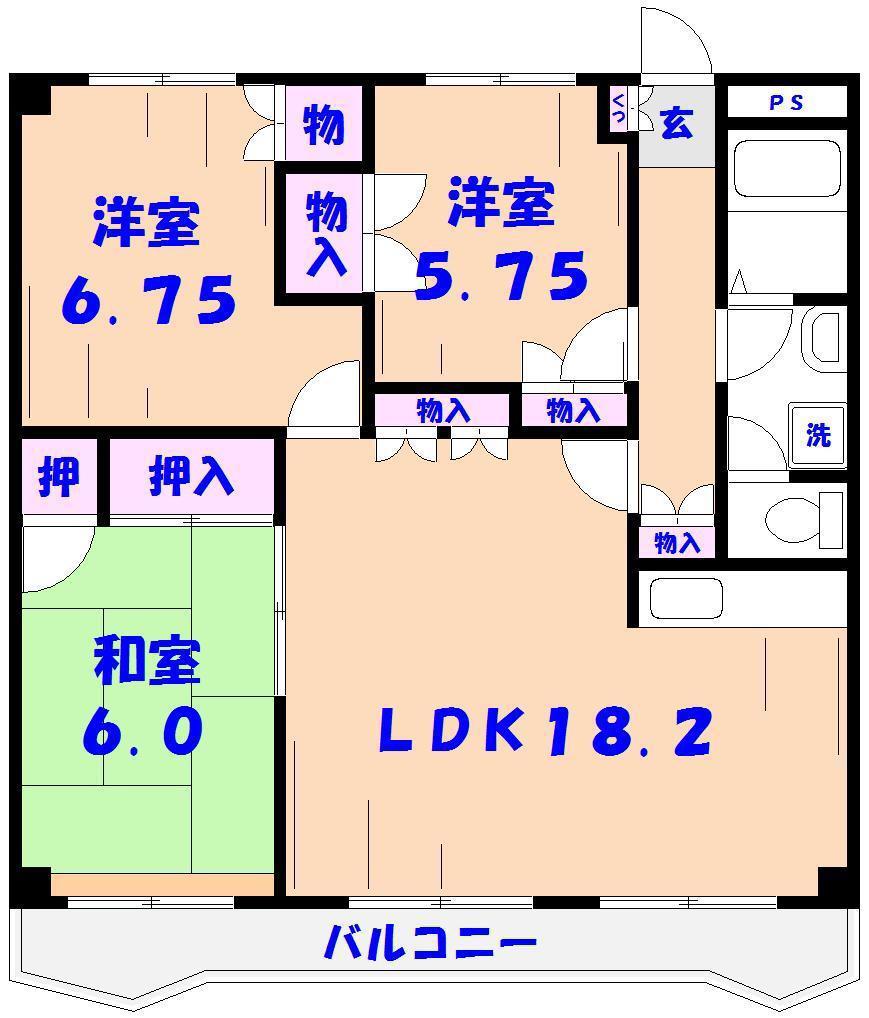 フローライト市川(3SLDK/4階)の間取り写真