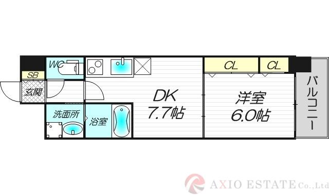 フィールドライト新大阪(1DK/8階)の間取り写真