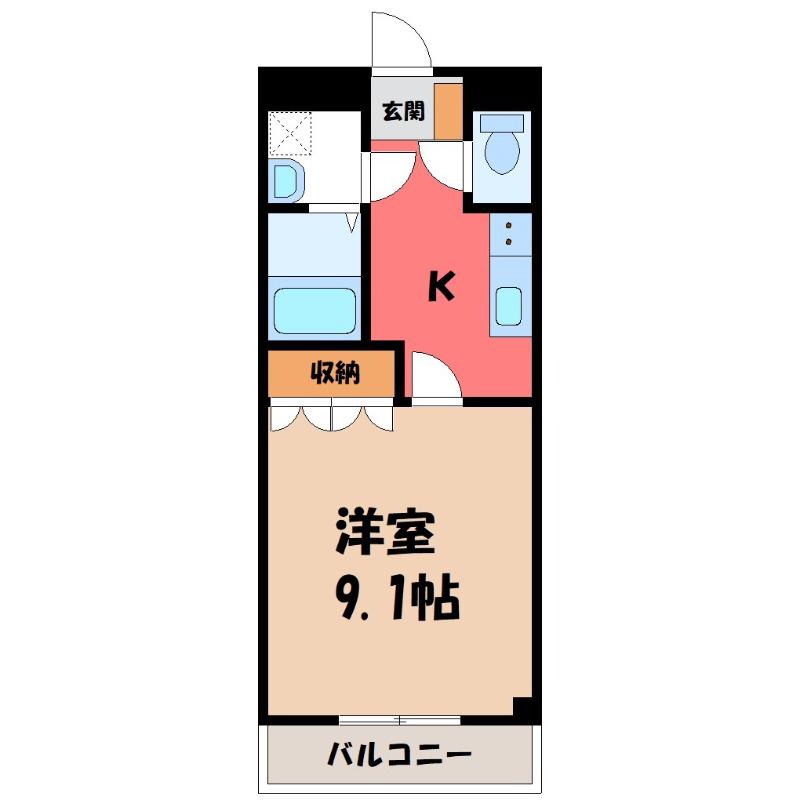 グレイスヴィラ(1K/2階)の間取り写真