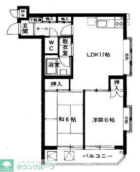 メゾン一ツ橋学園(2LDK/4階)の間取り写真