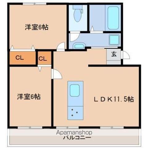 高洲マンション(2LDK/3階)の間取り写真