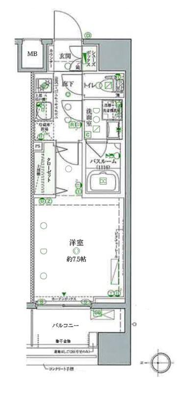 CREVIST王子(1K/5階)の間取り写真