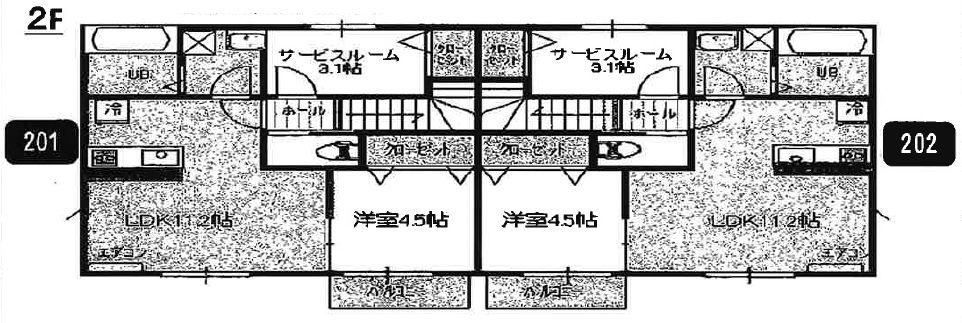 フォルトゥーナ(1SLDK/2階)の間取り写真
