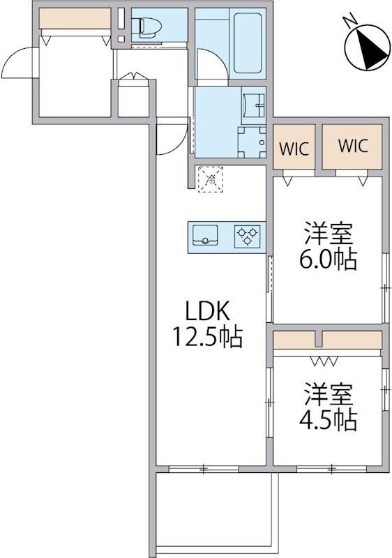 パークアヴェニュー湘南辻堂 南棟(2LDK/2階)の間取り写真