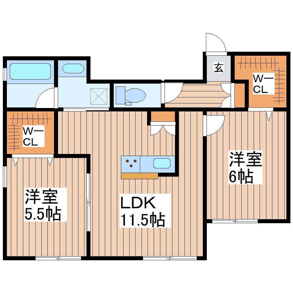アーチェロ(2LDK/1階)の間取り写真