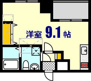 オリエントビル イーストタワーNO.76(ワンルーム/2階)の間取り写真