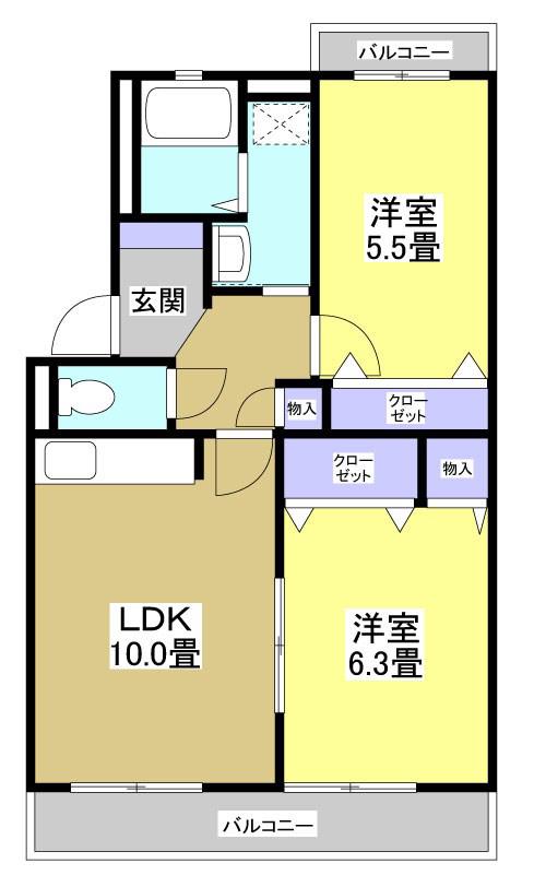 ファミール(2LDK/4階)の間取り写真