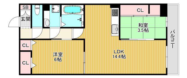 CLASHIST中宮サウス(2LDK/3階)の間取り写真