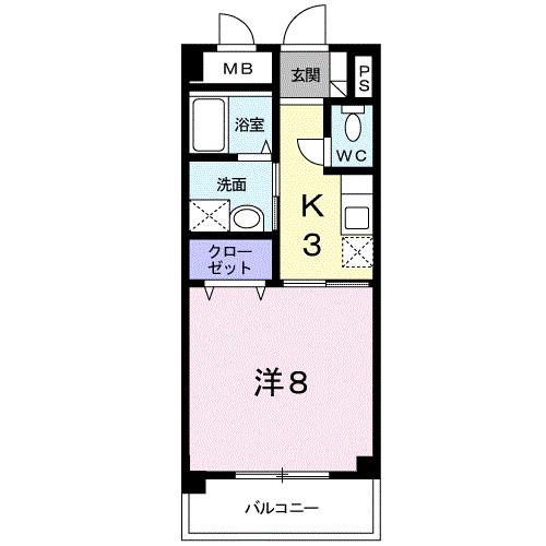 アイワマンション(1K/3階)の間取り写真