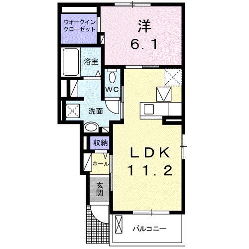 ビオーラ長田 B(1LDK/1階)の間取り写真