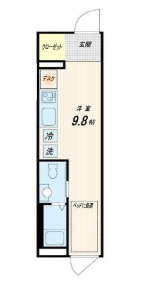 フレア神楽坂(ワンルーム/3階)の間取り写真