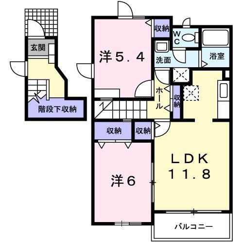 メゾン永吉A(2LDK/2階)の間取り写真