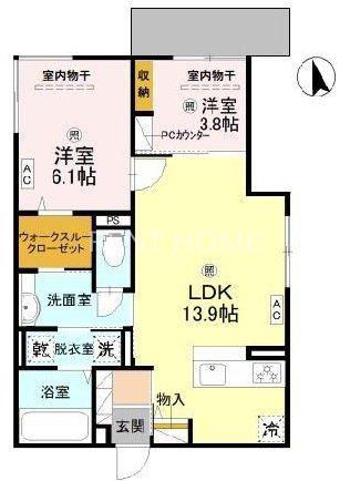 D-ROOM高井田元町(2LDK/1階)の間取り写真