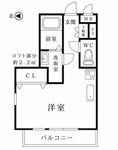 EXSONIA深江北町(ワンルーム/2階)の間取り写真