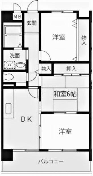 スクェア・ヴィレッジ(3DK/2階)の間取り写真