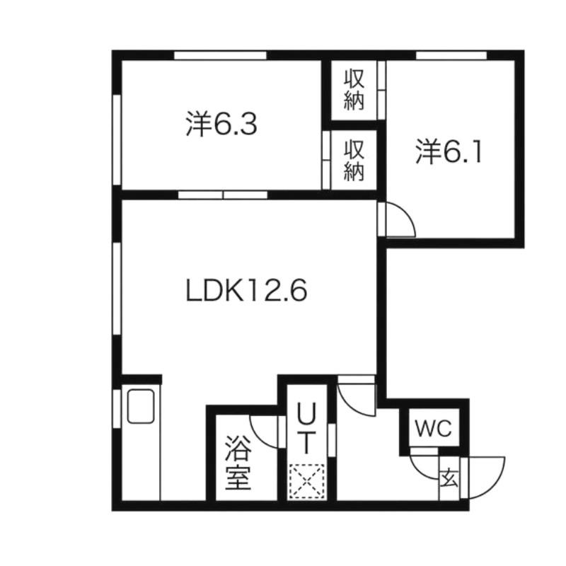 ヒルズ富丘(2LDK/1階)の間取り写真
