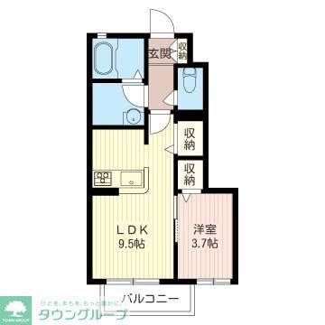 フォンターナ ロッソ(1LDK/1階)の間取り写真
