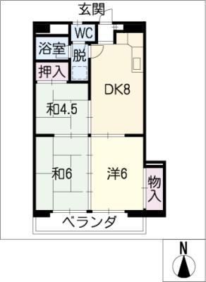 コレクション岐阜駅(3DK/5階)の間取り写真