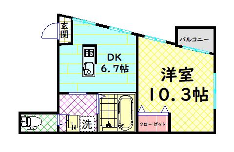 WANG BUILD(1DK/2階)の間取り写真