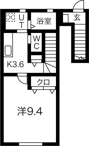 SHAMROCK1(1K/2階)の間取り写真