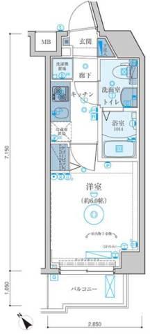 リヴシティ東池袋(1K/2階)の間取り写真
