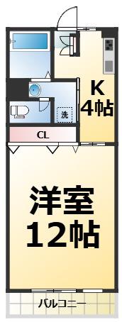 アダチビル(1K/6階)の間取り写真