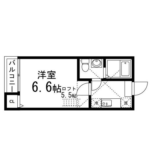 エトワール宮町(1K/2階)の間取り写真