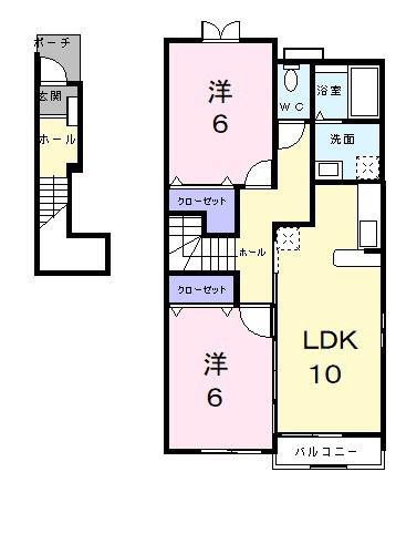 エレガント II(2LDK/2階)の間取り写真