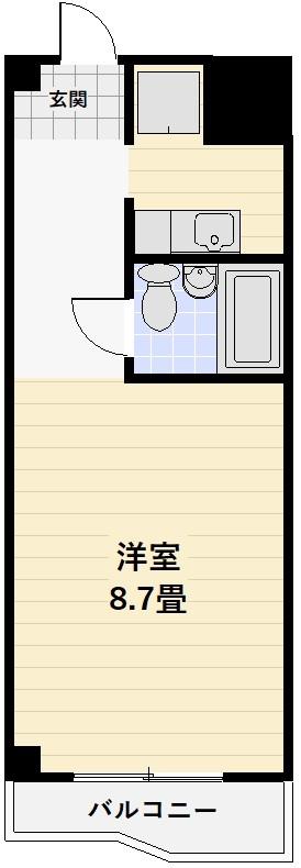 チサンマンション倉敷(1K/4階)の間取り写真