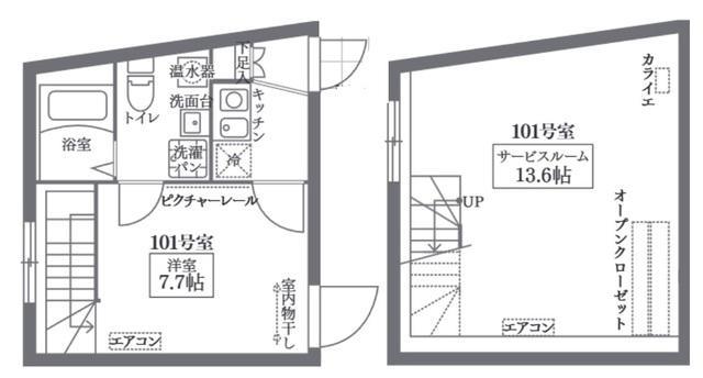 COCOCUBE北千住II(1SK/1階)の間取り写真
