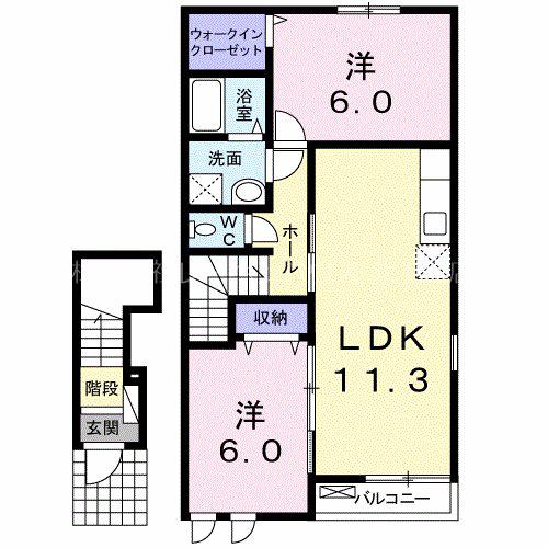 ベルメゾン(2LDK/2階)の間取り写真