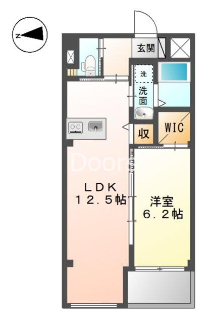 ブリエ ロッシュ U(1LDK/1階)の間取り写真