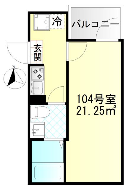 M-SQUARE(1K/1階)の間取り写真