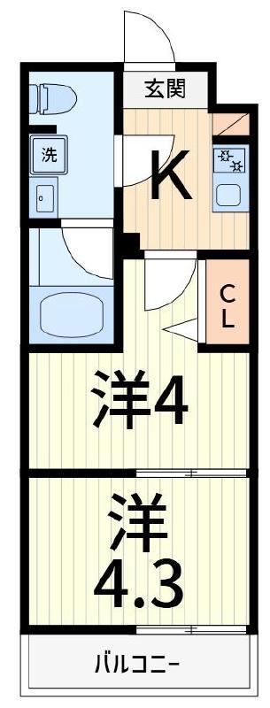 アルコバレーノ北綾瀬(2K/4階)の間取り写真