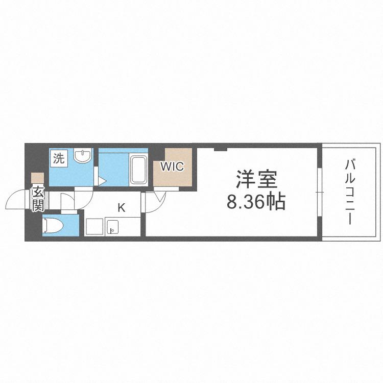 LUXE難波南(1K/4階)の間取り写真