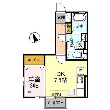 セジュール土合(1DK/1階)の間取り写真