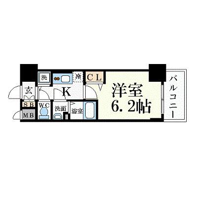 プレサンス北浜パレス(1K/9階)の間取り写真