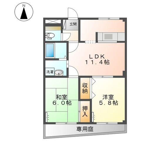 シャオロン21(2LDK/1階)の間取り写真