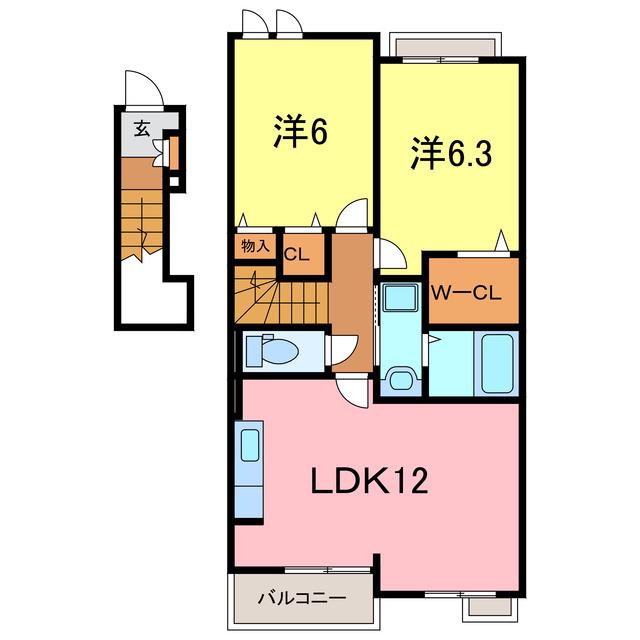 サン・エンブレイス(2LDK/2階)の間取り写真