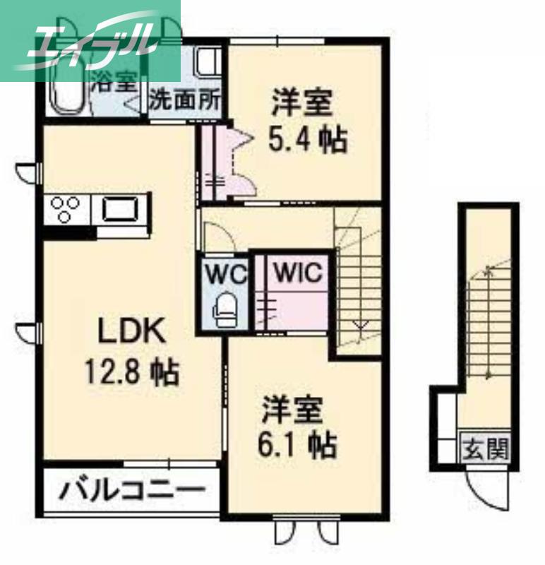 サンセールB(2LDK/2階)の間取り写真