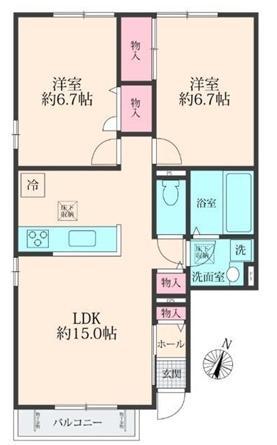 アイビス コート(2LDK/1階)の間取り写真