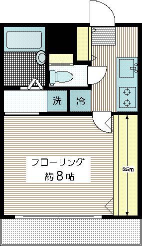 小田急線 向ケ丘遊園駅 徒歩8分 3階建 築23年(1K/1階)の間取り写真