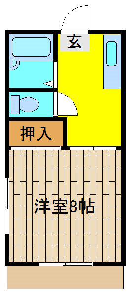 セントラルアベニューA棟(1K/1階)の間取り写真