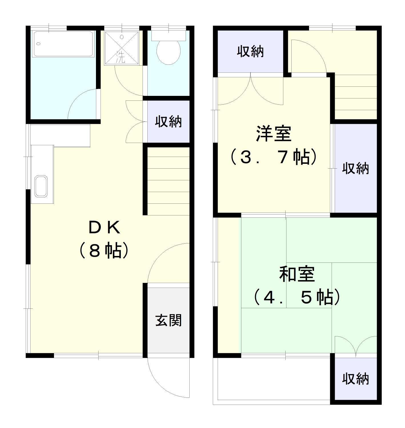 コーポ七栄(2DK/1階)の間取り写真
