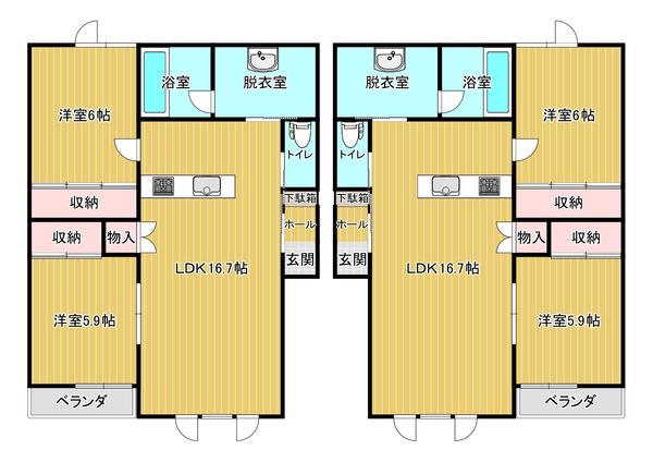 TOWN3・9(2LDK/2階)の間取り写真