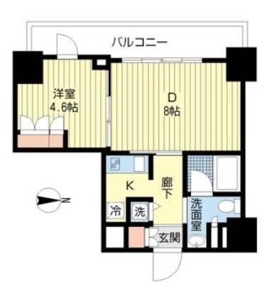 カスタリア門前仲町II(1LDK/2階)の間取り写真