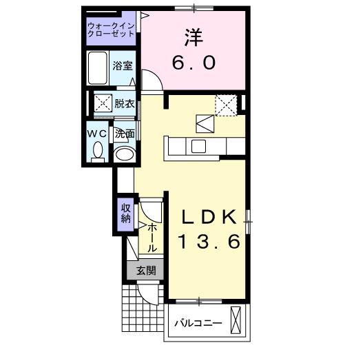 カーザフェリーチェI(1LDK/1階)の間取り写真