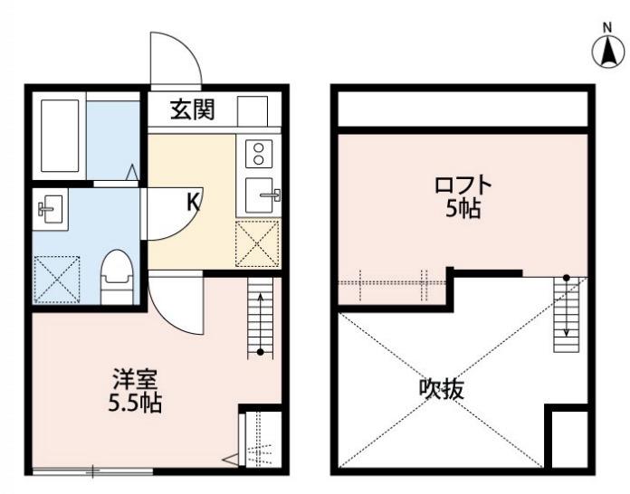 東武伊勢崎線 西新井駅 徒歩13分 2階建 築9年(1K/2階)の間取り写真